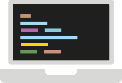 graphic of laptop with code
